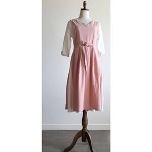 Apron Dress for Women Cottagecore Pinafore in Pink O/S